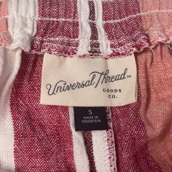 Universal Thread Womens Linen Shorts Size S Pink Striped Elastic Drawstring - Picture 4 of 8